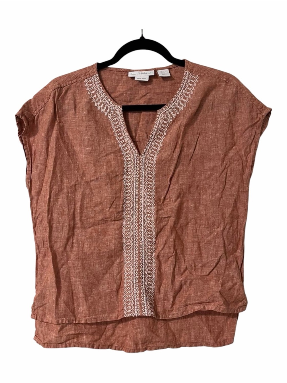 House of Harlow 1960 Embroidered 100% LinenSize XS Pumpkin Rust Blouse Fall Boho